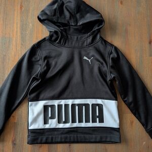 PUMA Kids Black and Gray Logo Hoodie